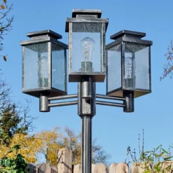 Tieva Réverbère, Eclairage de chemin Noir, Argenté, 3 lumières