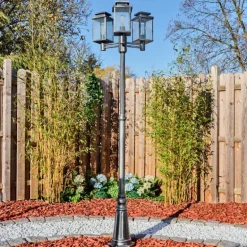 Tieva Réverbère, Eclairage de chemin Noir, Argenté, 3 lumières