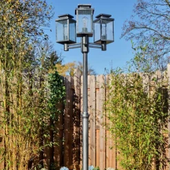 Tieva Réverbère, Eclairage de chemin Noir, Argenté, 3 lumières