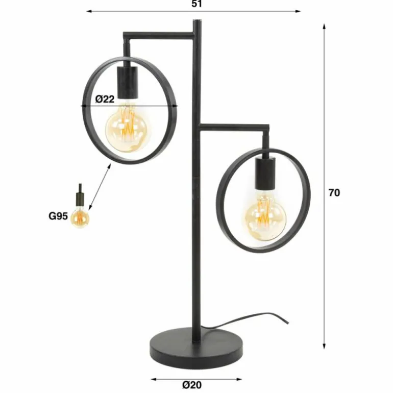 Tischleuchte Lampe à poser Anthracite, 2 lumières