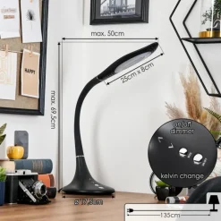 Toggerbo Lampe de bureau, Lampe à poser, Liseuse LED Noir, 1 lumière