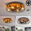Tourais Plafonnier, Ventilateur de plafond lumineux LED Couleur bois, Noir, 4 lumières, Télécommandes