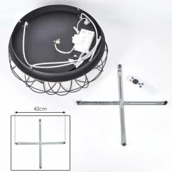 Tourais Plafonnier, Ventilateur de plafond lumineux LED Couleur bois, Noir, 4 lumières, Télécommandes