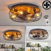 Tourais Plafonnier, Ventilateur de plafond lumineux LED Couleur bois, Noir, 4 lumières, Télécommandes