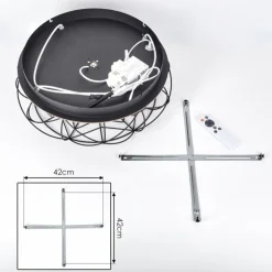 Tourais Plafonnier, Ventilateur de plafond lumineux LED Couleur bois, Noir, 4 lumières, Télécommandes