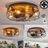 Tourais Plafonnier, Ventilateur de plafond lumineux LED Couleur bois, Noir, 4 lumières, Télécommandes