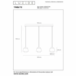 TRIBUTE Suspension Luminaires Lucide Noir, 3 lumières