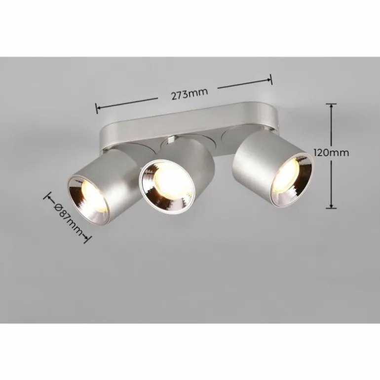 Trio GUAYANA Plafonnier Nickel mat, 3 lumières