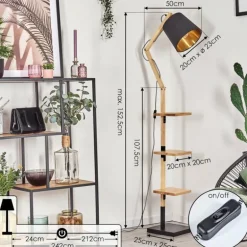 Tukchor Lampadaire Écru, Noir, 1 lumière