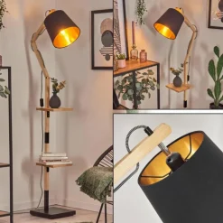 Tukchor Lampadaire Écru, Noir, 1 lumière