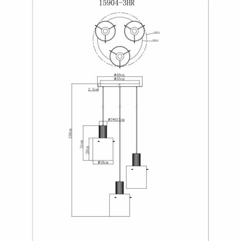 Tulivar Suspension Luminaires Globo Lighting Gris, 3 lumières