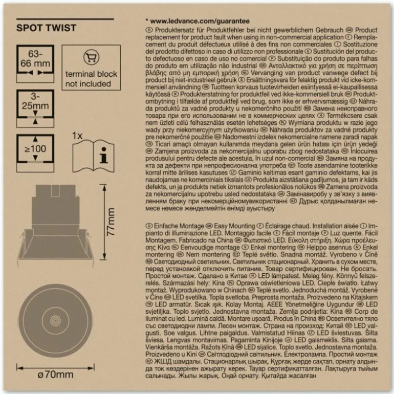 Twist Spot encastrable Luminaires Ledvance LED Blanc, 1 lumière