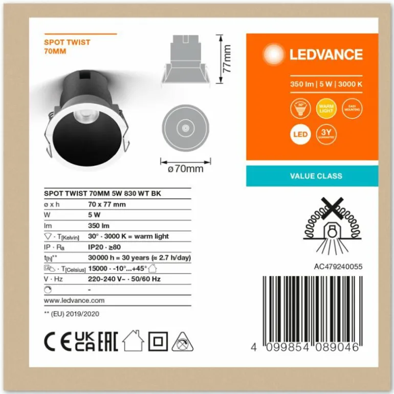 Twist Spot encastrable Luminaires Ledvance LED Noir, Blanc, 1 lumière