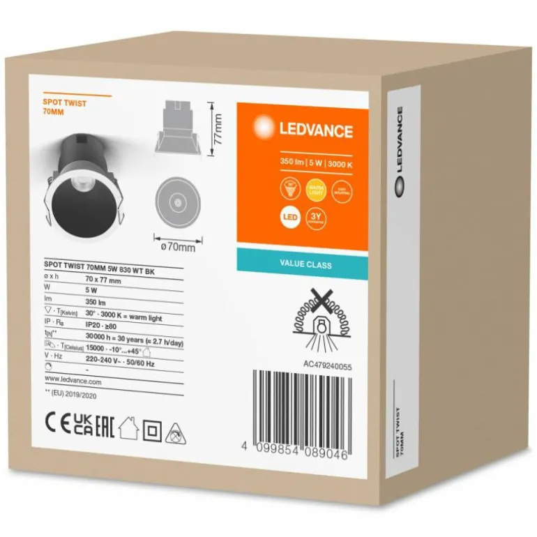 Twist Spot encastrable Luminaires Ledvance LED Noir, Blanc, 1 lumière
