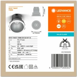 Twist Spot encastrable Luminaires Ledvance LED Argenté, Blanc, 1 lumière