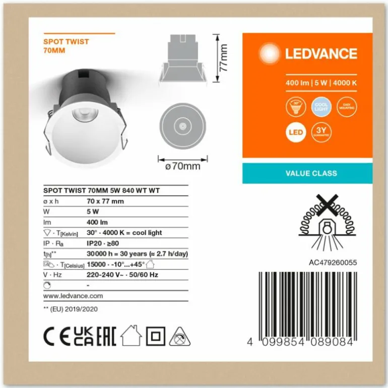 Twist Spot encastrable Luminaires Ledvance LED Blanc, 1 lumière