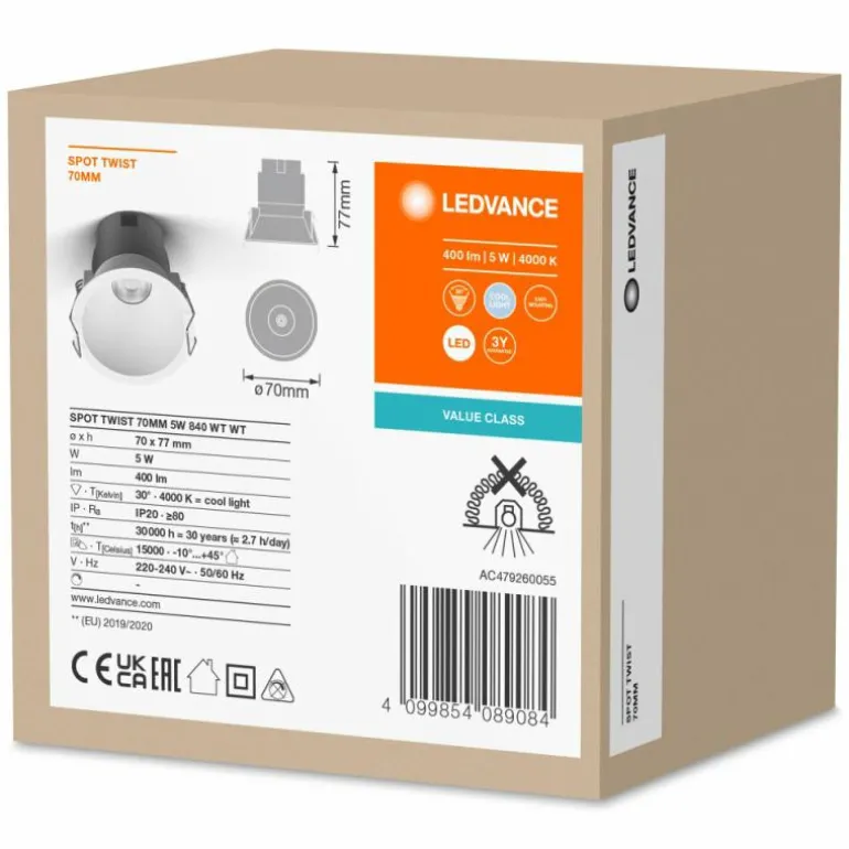 Twist Spot encastrable Luminaires Ledvance LED Blanc, 1 lumière