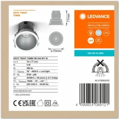 Twist Spot encastrable Luminaires Ledvance LED Argenté, Blanc, 1 lumière