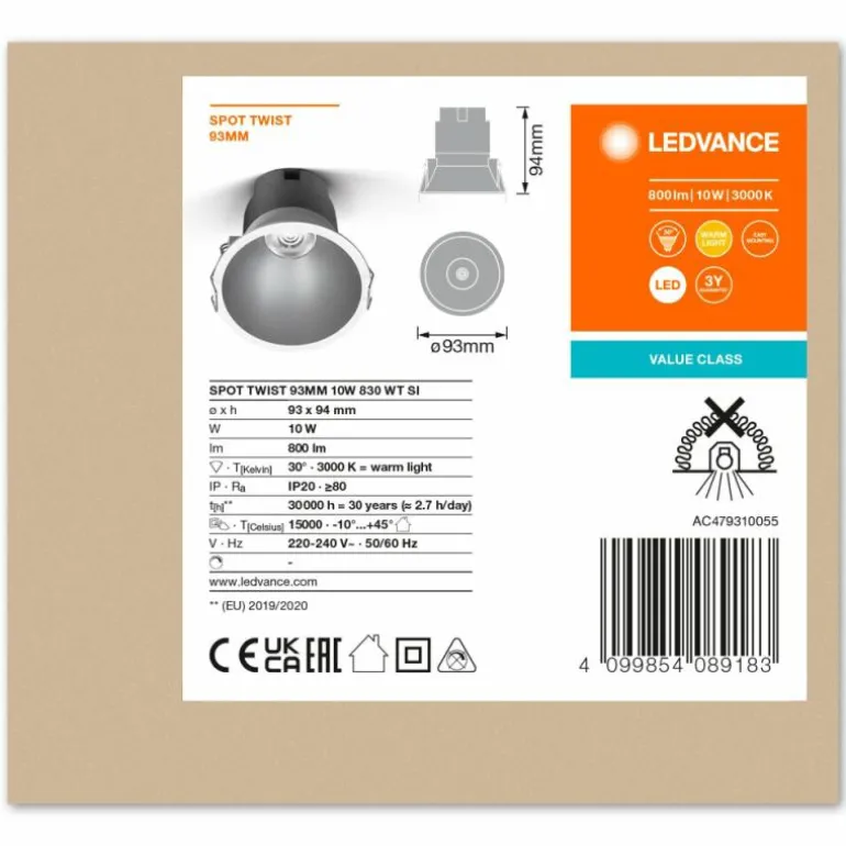 Twist Spot encastrable Luminaires Ledvance LED Argenté, Blanc, 1 lumière