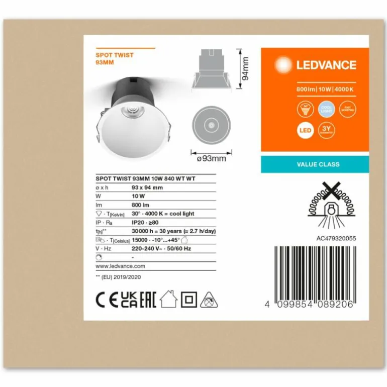 Twist Spot encastrable Luminaires Ledvance LED Blanc, 1 lumière