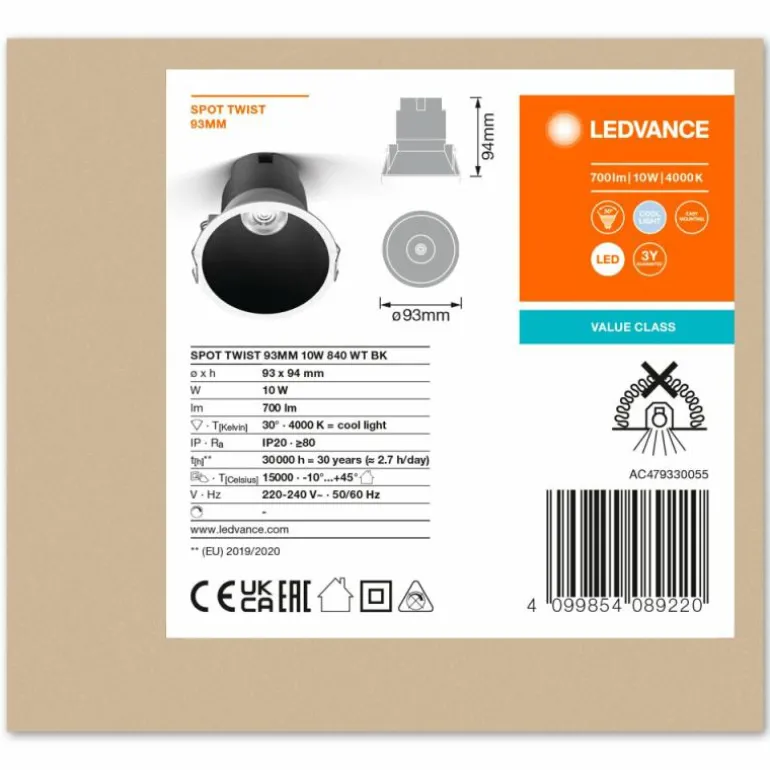 Twist Spot encastrable Luminaires Ledvance LED Noir, Blanc, 1 lumière
