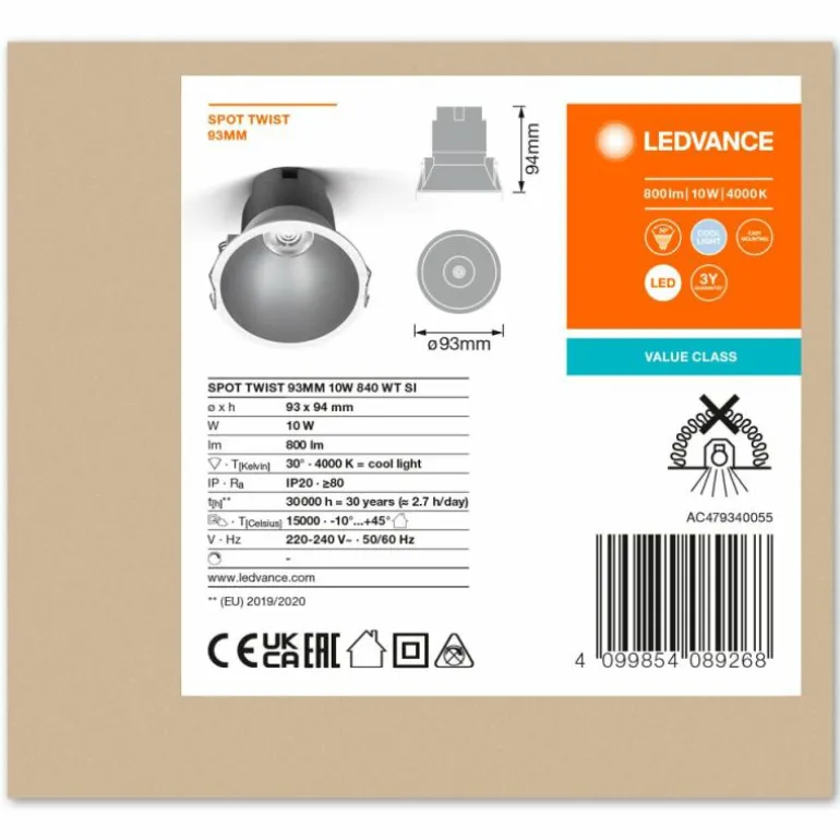 Twist Spot encastrable Luminaires Ledvance LED Argenté, Blanc, 1 lumière