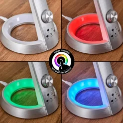 Tykby Lampe de bureau, Lampe à poser, Liseuse LED Argenté, Blanc, 1 lumière, Changeur de couleurs
