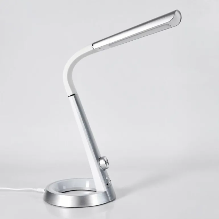 Tykby Lampe de bureau, Lampe à poser, Liseuse LED Argenté, Blanc, 1 lumière, Changeur de couleurs