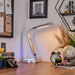 Tykby Lampe de bureau, Lampe à poser, Liseuse LED Argenté, Blanc, 1 lumière, Changeur de couleurs