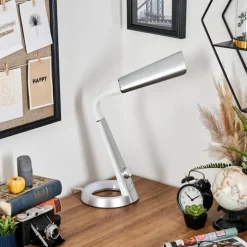 Tykby Lampe de bureau, Lampe à poser, Liseuse LED Argenté, Blanc, 1 lumière, Changeur de couleurs