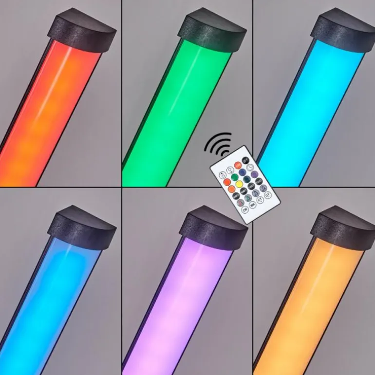 Uglestrup Lampadaire LED Noir, 1 lumière, Télécommandes, Changeur de couleurs