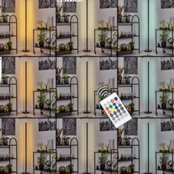 Uglestrup Lampadaire LED Noir, 1 lumière, Télécommandes, Changeur de couleurs