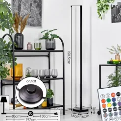 Uglestrup Lampadaire LED Noir, 1 lumière, Télécommandes, Changeur de couleurs