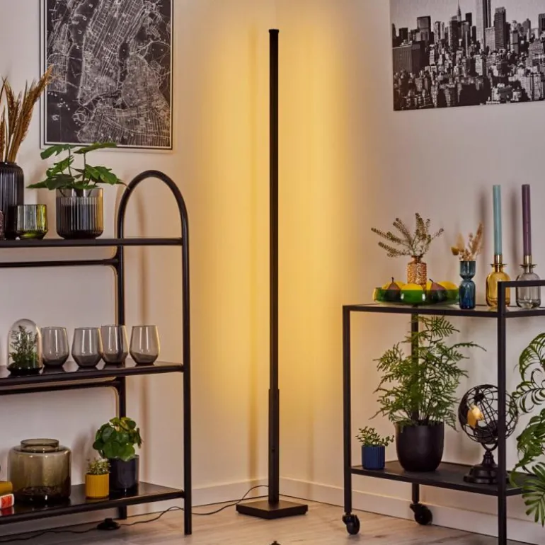 Uglestrup Lampadaire LED Noir, 1 lumière, Télécommandes, Changeur de couleurs
