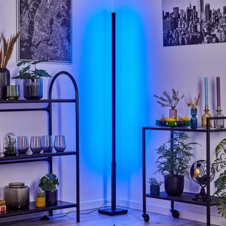 Uglestrup Lampadaire LED Noir, 1 lumière, Télécommandes, Changeur de couleurs