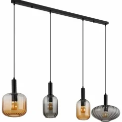 Valletta Suspension Luminaires Globo Lighting Noir, 4 lumières