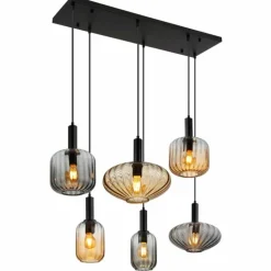 Valletta Suspension Luminaires Globo Lighting Noir, 6 lumières