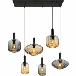 Valletta Suspension Luminaires Globo Lighting Noir, 6 lumières