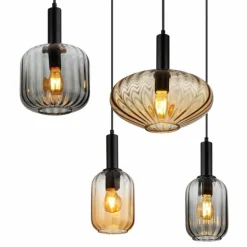 Valletta Suspension Luminaires Globo Lighting Noir, 6 lumières