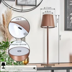 Vannie Lampe de table d'extérieur, Lampe à poser LED Brun, 1 lumière