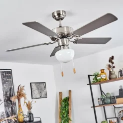 Ventilateur de plafond Apiao Brun, Couleur bois, Argenté, 1 lumière