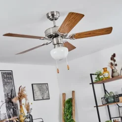 Ventilateur de plafond Apiao Brun, Couleur bois, Argenté, 1 lumière