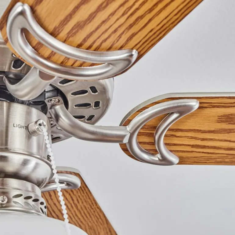 Ventilateur de plafond Apiao Brun, Couleur bois, Argenté, 1 lumière