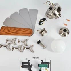 Ventilateur de plafond Apiao Brun, Couleur bois, Argenté, 1 lumière