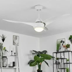 Ventilateur de plafond Malloa LED Blanc, 1 lumière, Télécommandes