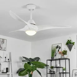 Ventilateur de plafond Malloa LED Blanc, 1 lumière, Télécommandes