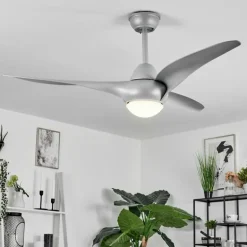 Ventilateur de plafond Malloa LED Titane, 1 lumière, Télécommandes