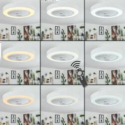 Ventilateur de plafond Azenha LED Blanc, 1 lumière, Télécommandes