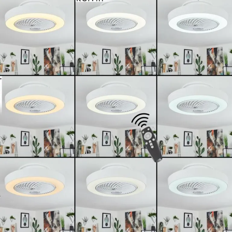 Ventilateur de plafond Azenha LED Blanc, 1 lumière, Télécommandes
