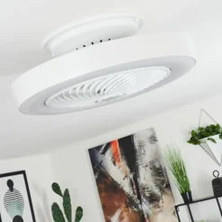 Ventilateur de plafond Azenha LED Blanc, 1 lumière, Télécommandes